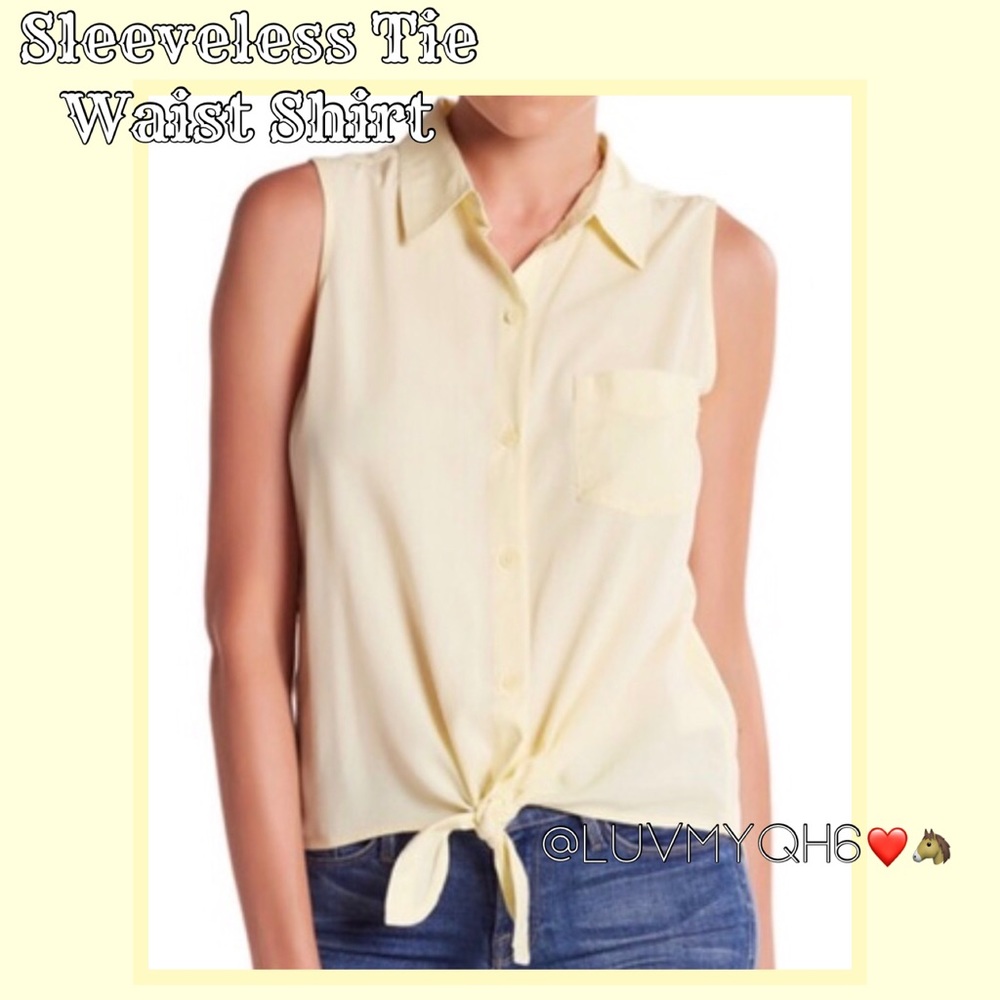 Sleeveless Tie Waist Shirt